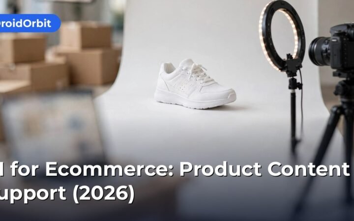 Ecommerce store using AI for ecommerce with AI-written product descriptions and a support chat widget