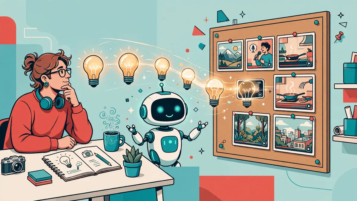 Creator brainstorming video ideas with AI