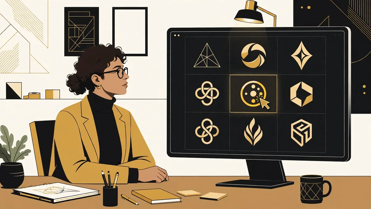 Designer choosing AI logo concepts