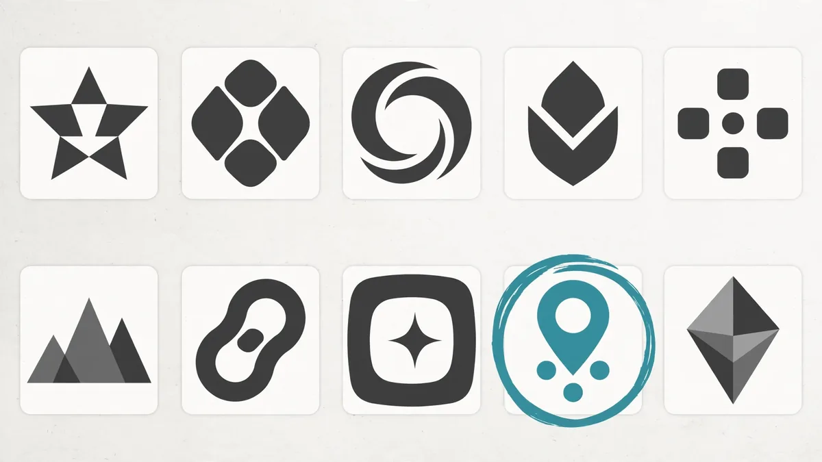 Grid of AI-generated logo variations