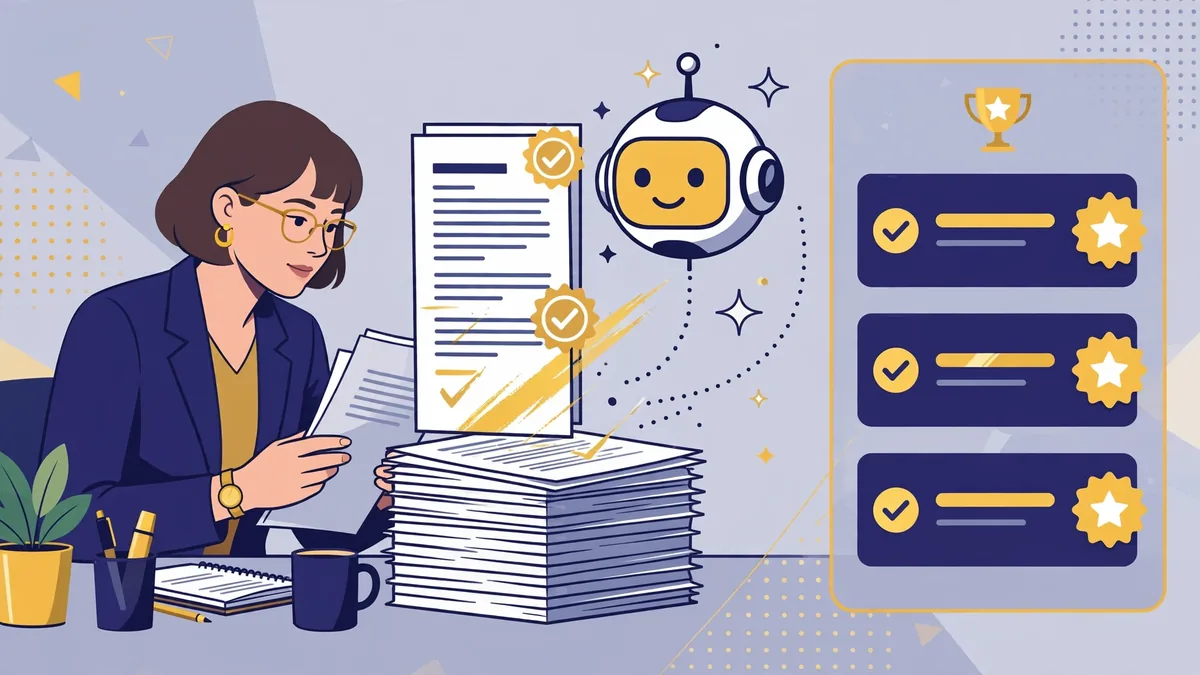 Recruiter reviewing AI-ranked resumes