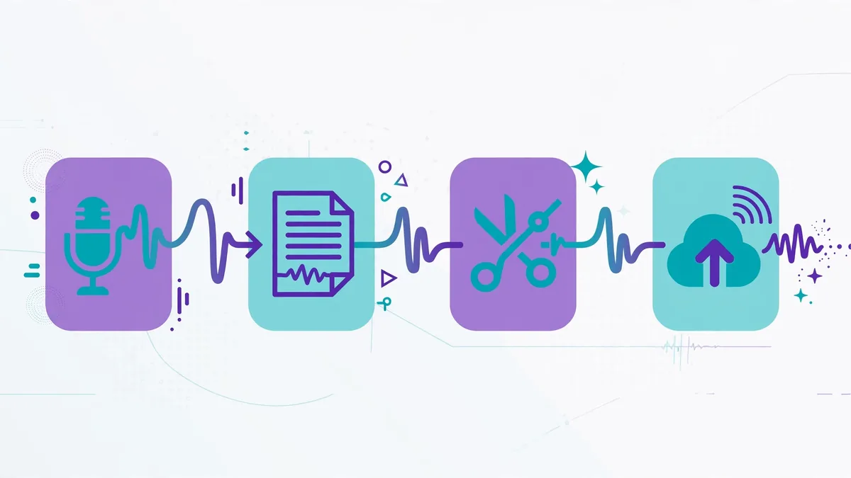 AI podcast production pipeline stages