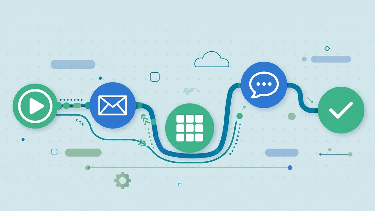 Automation workflow canvas connecting apps