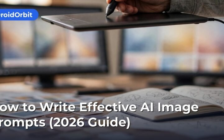 Guide on how to write AI image prompts with a formula of style and lighting beside generated artwork