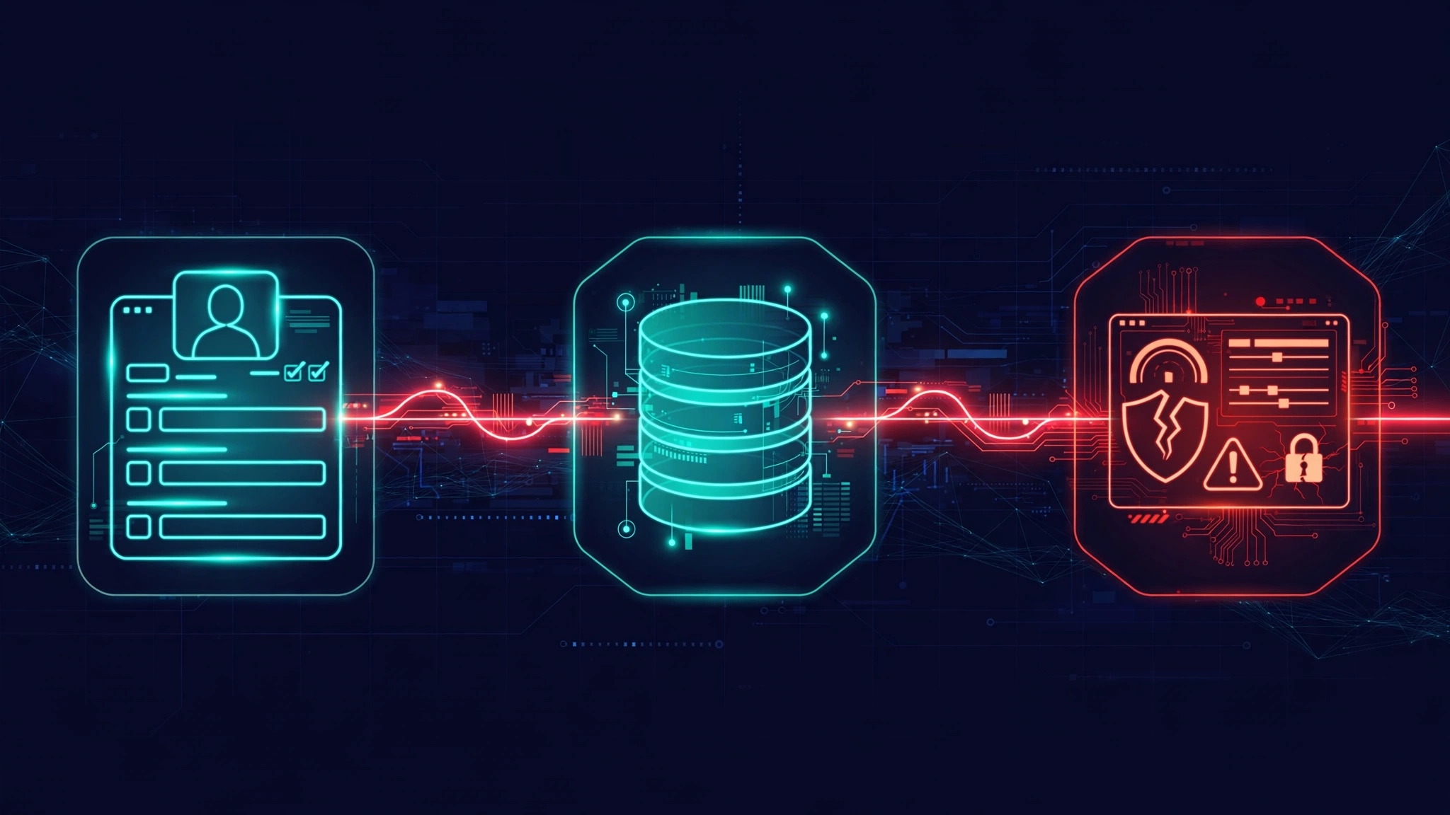 Diagram of the Backuply second-order SQL injection attack chain: malicious profile bio stored in the database, written into a backup, and executed during an admin-triggered restore