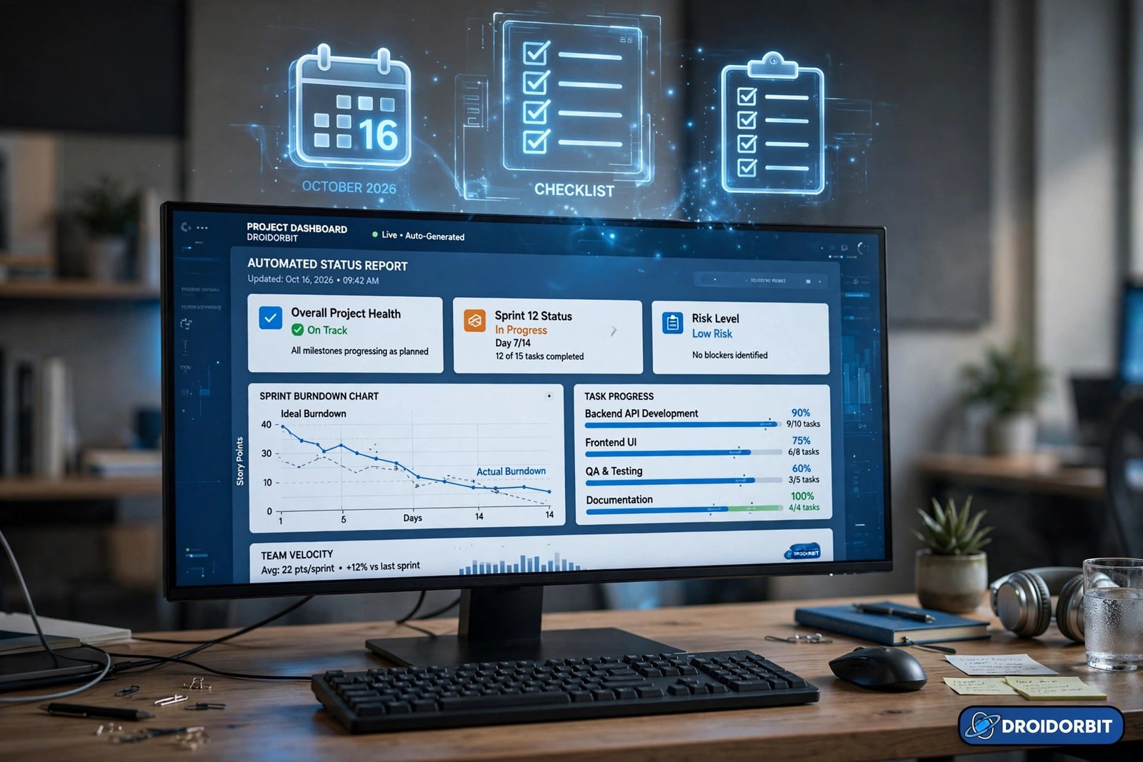 automated project management dashboard with reports